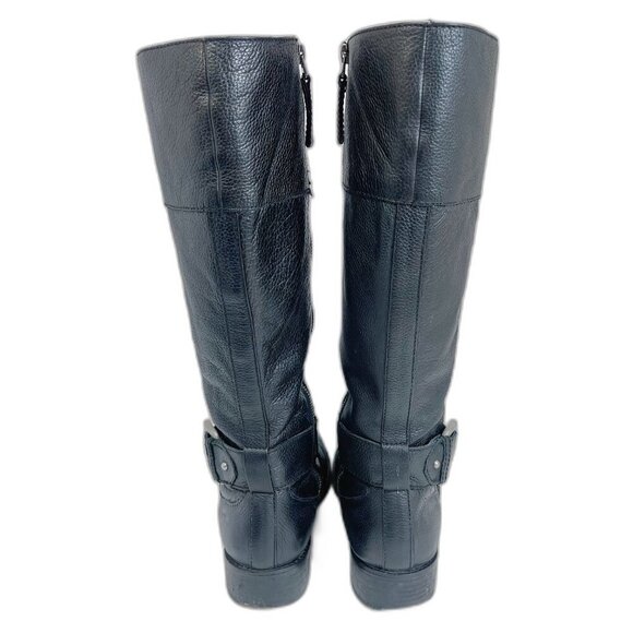 Fossil Black Pebbled Leather Riding Boots Knee High Boots Old Money Size 10 - Picture 4 of 9